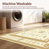 Ultra Soft Area Rug, Non Slip, Stain Resistant, Washable Area Rugs for Living Room, Bedroom, Luxurious Beige Medallion Mousepad Miniature Elegant Office Desk(Ivory)
