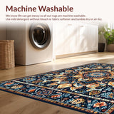 Ultra Soft Area Rug, Non Slip, Stain Resistant, Washable Area Rugs for Living Room, Bedroom, Artistic Multi-Tone Swirl Pattern(Blue)