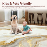 Ultra Soft Area Rug, Non Slip, Stain Resistant, Washable Area Rugs for Living Room, Bedroom, Subtle Marble Effect Neutral Abstract Large(White)