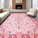 Ultra Soft Area Rug, Non Slip, Stain Resistant, Washable Area Rugs for Living Room, Bedroom, Whimsical Pink Bow Accent(Pink)