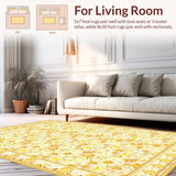 Ultra Soft Area Rug, Non Slip, Stain Resistant, Washable Area Rugs for Living Room, Bedroom, Bright Floral Burst with Contemporary Flair(Beige)