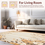 Ultra Soft Area Rug, Non Slip, Stain Resistant, Washable Area Rugs for Living Room, Bedroom, Rustic Entry Beige Brown Floral Boho Kitchen(Beige)
