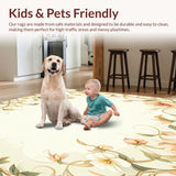 Ultra Soft Area Rug, Non Slip, Stain Resistant, Washable Area Rugs for Living Room, Bedroom, Beige Floral Entrance Flower Petal Design for Entryway(Beige)