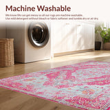 Ultra Soft Area Rug, Non Slip, Stain Resistant, Washable Area Rugs for Living Room, Bedroom, Soft Pastel Distressed Artistry(Pink)