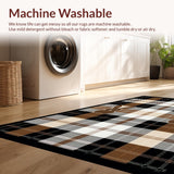 Ultra Soft Area Rug, Non Slip, Stain Resistant, Washable Area Rugs for Living Room, Bedroom, Vibrant Plaid and Animal Fusion(Brown)