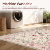 Ultra Soft Area Rug, Non Slip, Stain Resistant, Washable Area Rugs for Living Room, Bedroom, Charming Pink Floral Whirl Patterns(Pink)