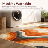 Ultra Soft Area Rug, Non Slip, Stain Resistant, Washable Area Rugs for Living Room, Bedroom, Sophisticated Cozy Symmetrical Design(Orange)