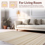 Ultra Soft Area Rug, Non Slip, Stain Resistant, Washable Area Rugs for Living Room, Bedroom, Eclectic Scalloped Warm Palette(Beige)