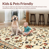 Ultra Soft Area Rug, Non Slip, Stain Resistant, Washable Area Rugs for Living Room, Bedroom, Vintage Floral Light Brown Living Room Rug(Beige)