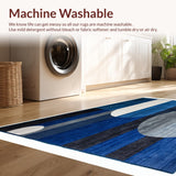 Ultra Soft Area Rug, Non Slip, Stain Resistant, Washable Area Rugs for Living Room, Bedroom, Abstract Circle Carpet(Blue)