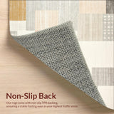 Ultra Soft Area Rug, Non Slip, Stain Resistant, Washable Area Rugs for Living Room, Bedroom, Boho Retro Area with Abstract Beige Checkerboard and Artistic Linework(Gray)