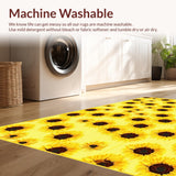 Ultra Soft Area Rug, Non Slip, Stain Resistant, Washable Area Rugs for Living Room, Bedroom, Bright Sunflower Patterned Decor(Yellow)