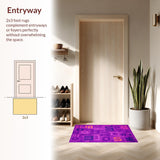 Ultra Soft Area Rug, Non Slip, Stain Resistant, Washable Area Rugs for Living Room, Bedroom, Sophisticated Lettered Design with Color Pop(Purple)