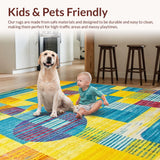 Ultra Soft Area Rug, Non Slip, Stain Resistant, Washable Area Rugs for Living Room, Bedroom, Dynamic Modern Brushstroke Design(Yellow)