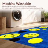 Ultra Soft Area Rug, Non Slip, Stain Resistant, Washable Area Rugs for Living Room, Bedroom, Playful Geometric Face Pattern(Blue)