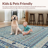 Ultra Soft Area Rug, Non Slip, Stain Resistant, Washable Area Rugs for Living Room, Bedroom, Delightful Blue Bow Accent Rug for Trendy Preppy Room Decor(Blue)