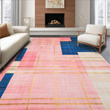 Ultra Soft Area Rug, Non Slip, Stain Resistant, Washable Area Rugs for Living Room, Bedroom, Vivid Abstract Geometric Fusion(Pink)