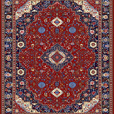 Ultra Soft Area Rug, Non Slip, Stain Resistant, Washable Area Rugs for Living Room, Bedroom, Vintage Floral Trellis Arrangement(Red)
