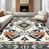 Ultra Soft Area Rug, Non Slip, Stain Resistant, Washable Area Rugs for Living Room, Bedroom, Abstract Tribal Round Area Black Gray Off White(Gray)