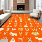 Ultra Soft Area Rug, Non Slip, Stain Resistant, Washable Area Rugs for Living Room, Bedroom, Brightly Designed Interactive Element(Orange)