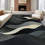 Ultra Soft Area Rug, Non Slip, Stain Resistant, Washable Area Rugs for Living Room, Bedroom, Minimalist Chic Linear Arrangement(Black)