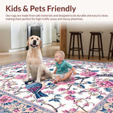 Ultra Soft Area Rug, Non Slip, Stain Resistant, Washable Area Rugs for Living Room, Bedroom, Fresh Springtime Floral Harmony(White)