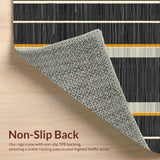 Ultra Soft Area Rug, Non Slip, Stain Resistant, Washable Area Rugs for Living Room, Bedroom, Boho Striped Monochrome Aesthetic(Black)