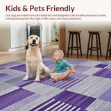 Ultra Soft Area Rug, Non Slip, Stain Resistant, Washable Area Rugs for Living Room, Bedroom, Geometric Purple Grey Elegance(Purple)