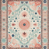 Ultra Soft Area Rug, Non Slip, Stain Resistant, Washable Area Rugs for Living Room, Bedroom, Coral Reef Nautical Elegance(Ivory)