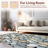 Ultra Soft Area Rug, Non Slip, Stain Resistant, Washable Area Rugs for Living Room, Bedroom, Trendy Bathroom Stone with Grey and Beige Pebble Design(Gray)