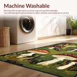 Ultra Soft Area Rug, Non Slip, Stain Resistant, Washable Area Rugs for Living Room, Bedroom, Vibrant Earthy Mushroom Aesthetic(Green)