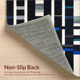 Ultra Soft Area Rug, Non Slip, Stain Resistant, Washable Area Rugs for Living Room, Bedroom, Chic Boho Linear Rug With Contrasting Bands For Contemporary Decor(Black)