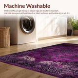 Ultra Soft Area Rug, Non Slip, Stain Resistant, Washable Area Rugs for Living Room, Bedroom, Elegant Distressed Oriental Motif(Purple)