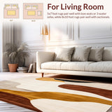 Ultra Soft Area Rug, Non Slip, Stain Resistant, Washable Area Rugs for Living Room, Bedroom, Abstract Earth Tone Brown Beige Artistic Design(Beige)
