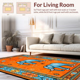 Ultra Soft Area Rug, Non Slip, Stain Resistant, Washable Area Rugs for Living Room, Bedroom, Charming Color Splash Medallion(Orange)