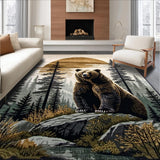 Ultra Soft Area Rug, Non Slip, Stain Resistant, Washable Area Rugs for Living Room, Bedroom, Earthy Hunting Scene Aesthetic(Brown)