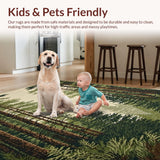 Ultra Soft Area Rug, Non Slip, Stain Resistant, Washable Area Rugs for Living Room, Bedroom, Cozy Earthy Tones with Leaf Patterns(Brown)