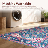 Ultra Soft Area Rug, Non Slip, Stain Resistant, Washable Area Rugs for Living Room, Bedroom, Vibrant Patterned Boho Charm(Blue)