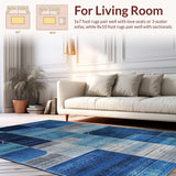 Ultra Soft Area Rug, Non Slip, Stain Resistant, Washable Area Rugs for Living Room, Bedroom, Modern Whimsical Patterned Flair(Blue)