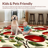 Sweet Apple Design Kitchen Non Slip Floor Mat Machine(Red)