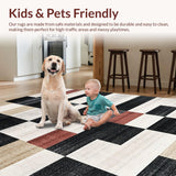 Ultra Soft Area Rug, Non Slip, Stain Resistant, Washable Area Rugs for Living Room, Bedroom, Modern Monochrome Diamond Pattern(Gray)