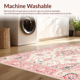 Ultra Soft Area Rug, Non Slip, Stain Resistant, Washable Area Rugs for Living Room, Bedroom, Contemporary Floral Infusion Style(White)