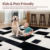 Ultra Soft Area Rug, Non Slip, Stain Resistant, Washable Area Rugs for Living Room, Bedroom, Geometric Black White Floor Rug(Gray)