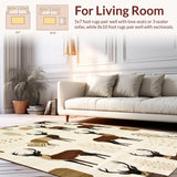 Ultra Soft Area Rug, Non Slip, Stain Resistant, Washable Area Rugs for Living Room, Bedroom, Rustic Earthy Sika Deer Aesthetic(Beige)