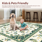 Ultra Soft Area Rug, Non Slip, Stain Resistant, Washable Area Rugs for Living Room, Bedroom, Non Slip Hallway Runner Beige/Green(Ivory)