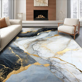 Ultra Soft Area Rug, Non Slip, Stain Resistant, Washable Area Rugs for Living Room, Bedroom, Contemporary Wavy Marble Motif(Gray)