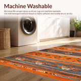 Ultra Soft Area Rug, Non Slip, Stain Resistant, Washable Area Rugs for Living Room, Bedroom, Elegant Oval Shape with Depth(Orange)