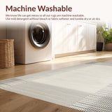Ultra Soft Area Rug, Non Slip, Stain Resistant, Washable Area Rugs for Living Room, Bedroom, Serene Earthy Striped Elegance(Gray)