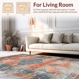 Ultra Soft Area Rug, Non Slip, Stain Resistant, Washable Area Rugs for Living Room, Bedroom, Sophisticated Lattice Style in Soft Tones(Orange)