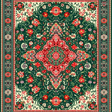 Ultra Soft Area Rug, Non Slip, Stain Resistant, Washable Area Rugs for Living Room, Bedroom, Traditional Green Velvet Prayer Mat for Mosque(Green)